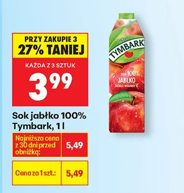 Sok jabłko 100% promocja w Biedronka