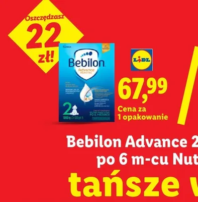 Mleko następne Bebilon Advance 2 po 6 m-cu Nutricia promocja w Lidl