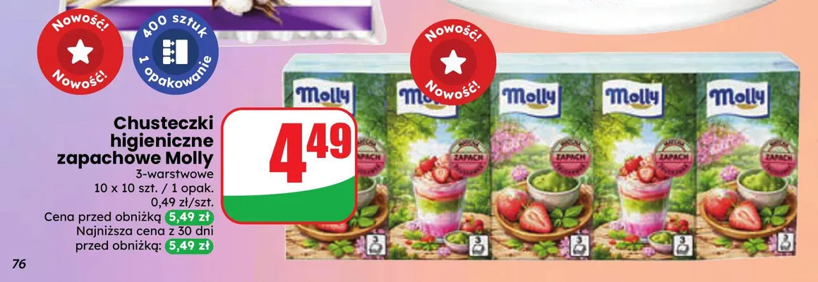 Chusteczki higieniczne zapachowe Molly 10-pak promocja w Dino