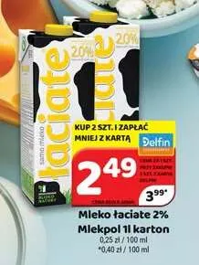 Mleko Łaciate 2% Mlekpol promocja w Delfin