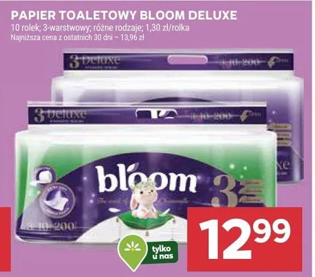 Papier toaletowy Bloom Deluxe 3-warstwowy różne rodzaje promocja w Stokrotka