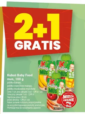 Mus owocowy Kubuś Baby Food jabłko-marchew-mango promocja w Twój Market