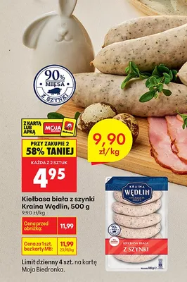 Kiełbasa biała z szynki promocja w Biedronka