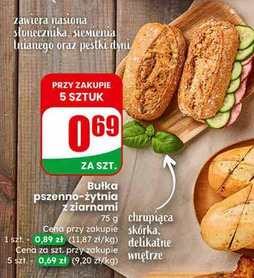 Bułka pszenno-żytnia z ziarnami promocja w Dino