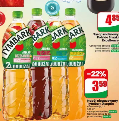 Napój niegazowany Tymbark Aseptic promocja w Dino