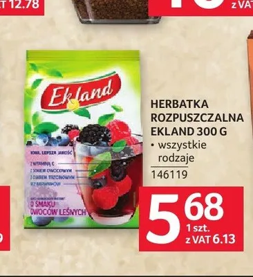 Herbatka rozpuszczalna Ekland o smaku owoców leśnych promocja w Selgros