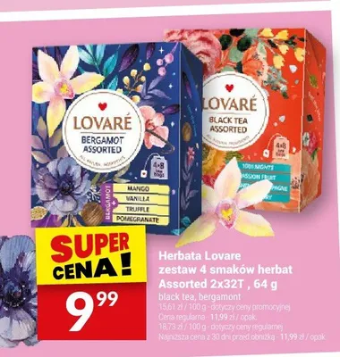 Herbata Lovare zestaw 4 smaków herbat Assorted black tea promocja w Twój Market