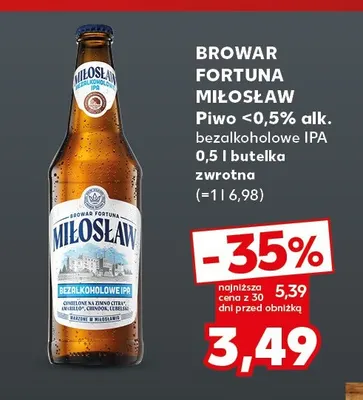 Piwo bezalkoholowe Browar Fortuna Miłosław IPA promocja w Kaufland
