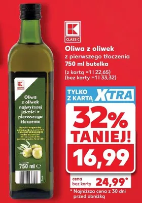 Oliwa z oliwek z pierwszego tłoczenia K-Classic promocja w Kaufland