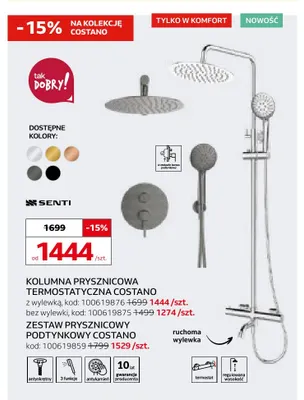 Zestaw prysznicowy podtynkowy Costano Senti promocja w Komfort