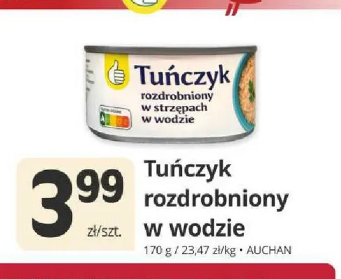 Tuńczyk rozdrobniony w wodzie Auchan promocja w Marketvita