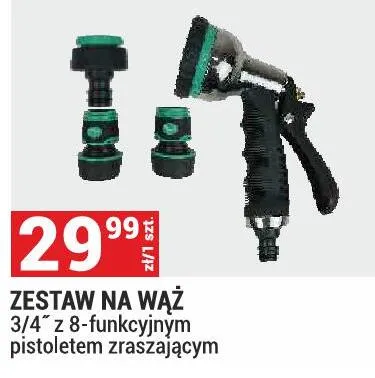 Zestaw na wąż 3/4" z 8-funkcyjnym pistoletem zraszającym promocja w Merkury Market