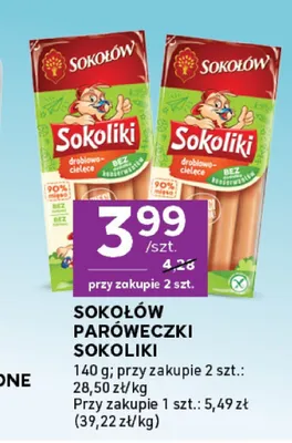 Parówki drobiowo-cielęce Sokoliki Sokołów promocja w Stokrotka