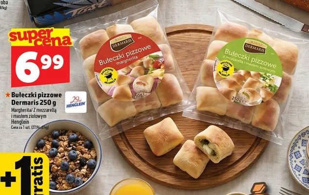 Bułeczki pizzowe Dermaris z mozzarellą i masłem ziołowym promocja w TOPAZ