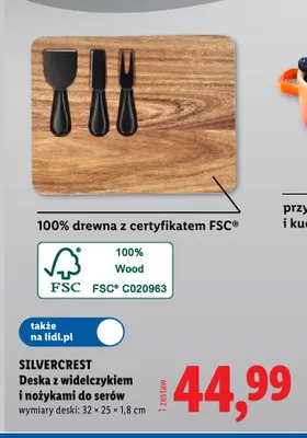 Deska z widelczykiem i nożykami do serów Silvercrest promocja w Lidl