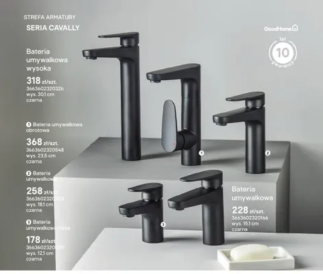 Bateria umywalkowa GoodHome Cavally 18,1 cm czarna promocja w Castorama