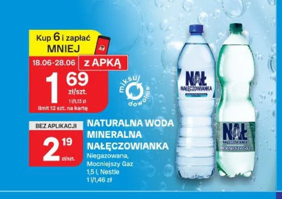 Naturalna woda mineralna mocniejszy gaz Nałęczowianka promocja w Chorten
