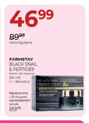 Krem do twarzy Black Snail & Peptide9 Farmstay promocja w Drogerie Jawa
