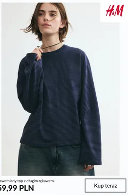 Bawełniany top z długim rękawem H & M promocja w H&M