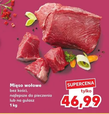 Mięso wołowe bez kości, najlepsze do pieczenia lub na gulasz promocja w Kaufland