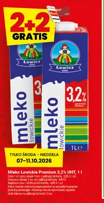 Mleko UHT Łowickie Premium 3,2% promocja w Twój Market