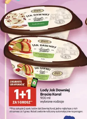 Lody Jak Dawniej bakaliowe Bracia Koral promocja w Delikatesy Centrum