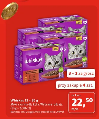 Mokra karma dla kota Whiskas Klasyczne Smaki w sosie 12-pak promocja w MAXI ZOO