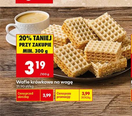 Wafle krówkowe na wagę promocja w Biedronka