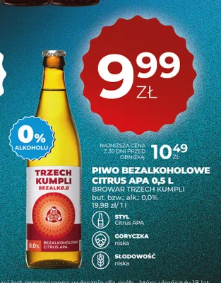 Piwo bezalkoholowe Browar Trzech Kumpli Citrus APA promocja w Duży Ben