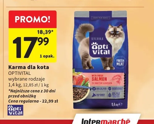Karma dla kota Optivital promocja w Intermarche