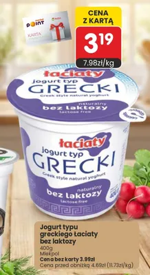 Jogurt typu greckiego Łaciate bez laktozy promocja w Market Point