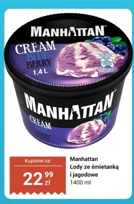 Lody ze śmietanką i jagodowe Manhattan promocja w Dino
