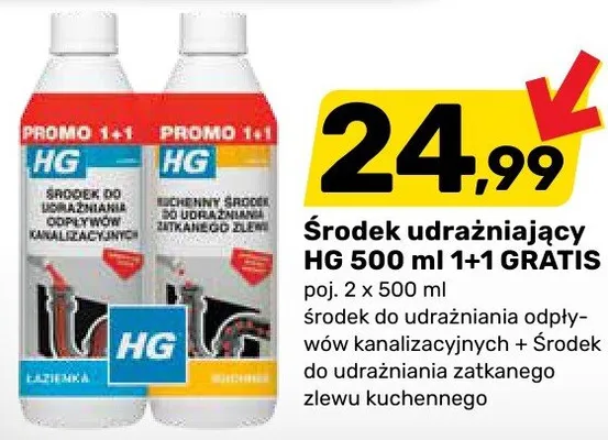 Środek udrażniający HG 500ml 1+1 GRATIS promocja w Bricomarche
