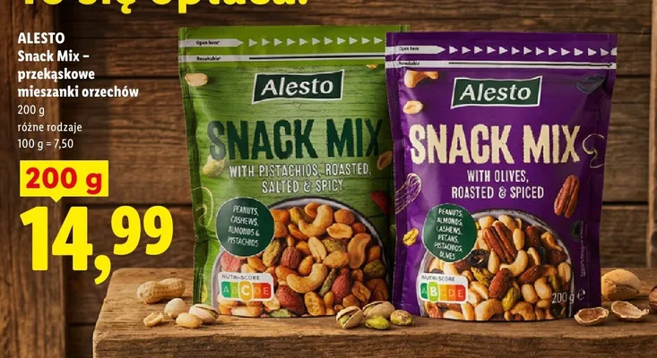Mieszanka orzechów Alesto Snack Mix with Olives Roasted & Spiced promocja w Lidl