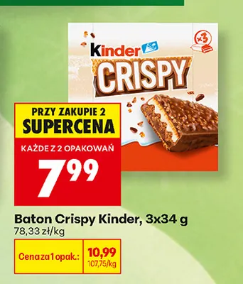 Baton Crispy Kinder 3-pak promocja w Biedronka