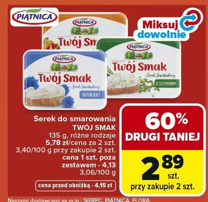 Serek do smarowania Twój Smak naturalny Piątnica promocja w Carrefour