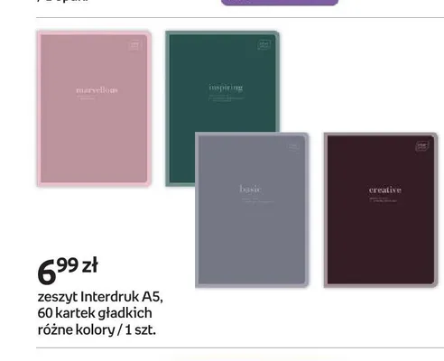 Zeszyt Interdruk A5 60 kartek gładkich promocja w Empik