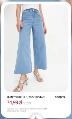 Jeansy wide leg wysoki stan Bonprix promocja w bonprix