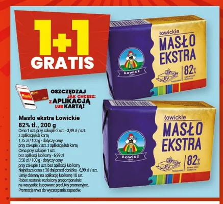 Masło ekstra Łowickie 82% tł. promocja w Twój Market