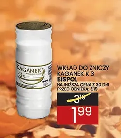 Wkład do zniczy Kaganek K 3 Bispol promocja w Wafelek