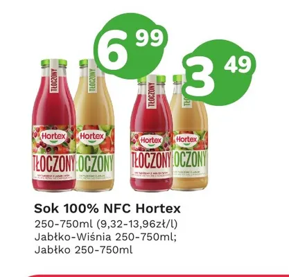 Sok NFC jabłko-wiśnia 250 ml Hortex 100% promocja w Limonka