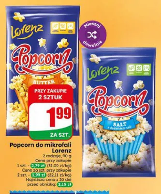 Popcorn do mikrofali maślany Lorenz promocja w Dino