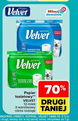 Papier toaletowy 12-pak 3-warstwowy Velvet promocja w Carrefour