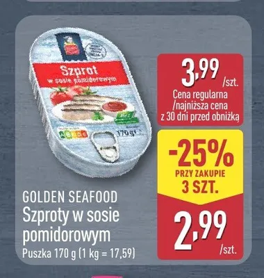 Szproty w sosie pomidorowym Golden Seafood promocja w Aldi