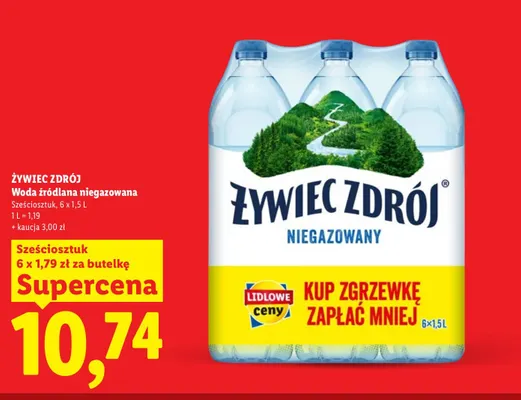 Woda źródlana niegazowana Żywiec Zdrój 6-pak promocja w Lidl