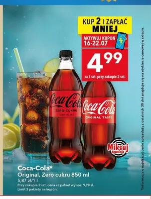 Napój gazowany Coca-Cola Zero Cukru promocja w LEWIATAN