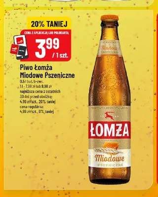 Piwo Łomża Miodowe Pszeniczne promocja w POLOmarket