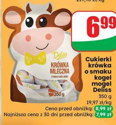 Cukierki krówka o smaku kogel mogel promocja w Dino