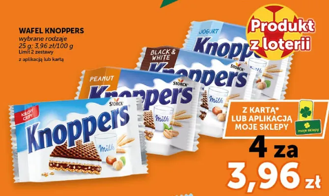 Wafel Knoppers Jogurt 4-pak promocja w Euro Sklep