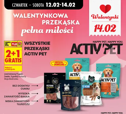Przekąski dla psa Activ'Pet różne rodzaje promocja w Biedronka